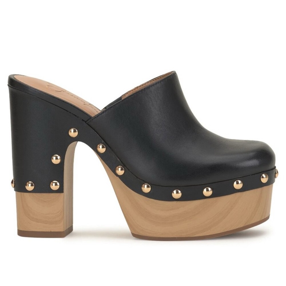 Black Studded Platform Clogs